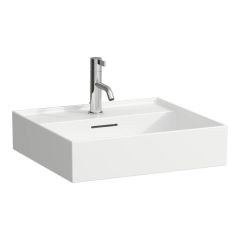 LAUFEN Kartell LAUFEN Umývadlo s jedným otvorom pre batériu uprostred s prepadom, 500x460 mm, farba Biela LCC Active, H810332A001041