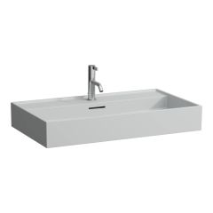 LAUFEN Kartell LAUFEN Umývadlo s jedným otvorom pre batériu uprostred s prepadom, 800x460 mm, farba Šedá mat, H8103367591041