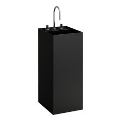 LAUFEN Kartell LAUFEN Voľne stojace umývadlo so skrytým odpadom s tromi otvormi pre batériu, bez prepadu, 375x435 mm, farba Čierna matná, H8113317161581