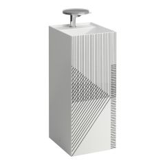 LAUFEN Kartell LAUFEN Voľne stojace umývadlo so skrytým odpadom s tromi otvormi pre batériu, bez prepadu, 375x435 mm, farba Linkovaný vzor, šedý, H811331D011581