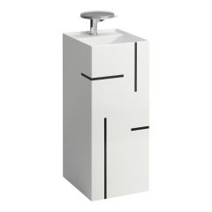 LAUFEN Kartell LAUFEN Voľne stojace umývadlo so skrytým odpadom s tromi otvormi pre batériu, bez prepadu, 375x435 mm, farba Priamky, čierne, H811331D021581