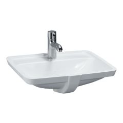 LAUFEN LAUFEN PRO S Vstavané umývadlo, vrátane montážneho príslušenstva 8.9296.3 s jedným otvorom pre batériu uprostred s prepadom, 490x360 mm, farba Biela LCC, H8119664001041