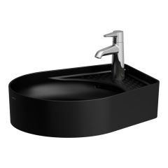 LAUFEN VAL Umývadlová misa, s odkladacou plochou s jedným otvorom pre batériu uprostred s prepadom, SaphirKeramik, 500x400 mm, farba Čierna matná, H8122817161041