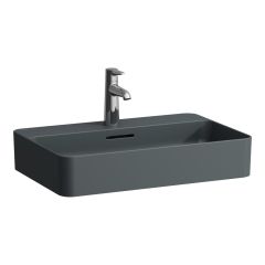 LAUFEN VAL Umývadlová misa, s armatúrnou doskou bez otvrou pre batériu s prepadom, SaphirKeramik, 600x400 mm, farba Grafit mat, H8122857581091