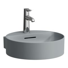 LAUFEN VAL Umývadlo, brúsená spodná hrana bez otvrou pre batériu s prepadom, SaphirKeramik, 400x425 mm, farba Grafit mat, H8132817581091