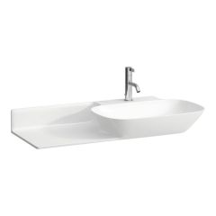 LAUFEN INO Umývadlo, odkladacia plocha vľavo s jedným otvorom pre batériu, bez prepadu, SaphirKeramik, 900x450 mm, farba Biela LCC, H8133014001111
