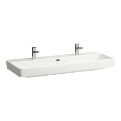 LAUFEN LAUFEN PRO S Dvojumývadlo do nábytku s dvoma otvormi pre dve batérie s prepadom, 1200x465 mm, farba Biela LCC Active, H814965A001071