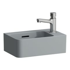 LAUFEN VAL Umývadielko s jedným otvorom pre batériu vpravo s prepadom, SaphirKeramik, 340x220 mm, farba Grafit mat, H8152807581061