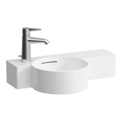 LAUFEN VAL Okrúhle umývadielko, s odkladacou plochou vpravo bez otvoru pre batériu, bez prepadu, SaphirKeramik, 550x315 mm, farba Biela, H8152830001121