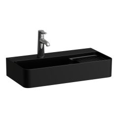 LAUFEN VAL Umývadielko s jedným otvorom pre batériu uprostred s prepadom, SaphirKeramik, 600x310 mm, farba Čierna matná, H8152857161041