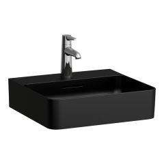 LAUFEN VAL Umývadielko, brúsená spodná hrana bez otvrou pre batériu s prepadom, SaphirKeramik, 450x420 mm, farba Čierna matná, H8162807161091