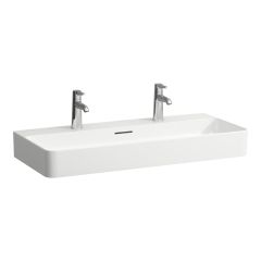 LAUFEN VAL Umývadlo, brúsená spodná hrana s tromi otvormi pre batériu s prepadom, SaphirKeramik, 950x420 mm, farba Biela, H8162870001081