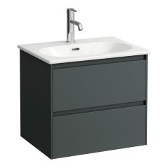 LAUFEN LUA Umývadlo slim so skrinkou 'Lani' 60 cm, s 2 zásuvkami, 600x455x525 mm, Šedá traffic 266, H8600832661041