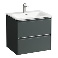 LAUFEN PALACE Umývadlo slim so skrinkou 60 cm, s 2 zásuvkami, vr. deliaceho systému do zásuviek, úchytka z eloxovaného hliníka (lesk), 600x450x545 mm, Šedá traffic 266, H8607022661041