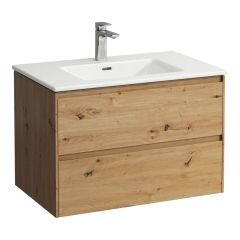 LAUFEN LAUFEN PRO S Umývadlo 'slim' so skrinkou 80 cm, s 2 zásuvkami, vr. deliaceho systému do zásuviek, 800x500x535 mm, Divoký dub 267, H8649652671041