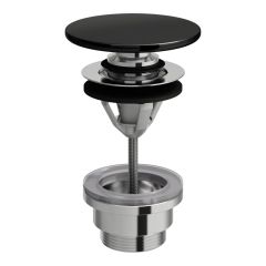 LAUFEN  Odpadový ventil so zátkou click-clack, vrátane keramické krytky SaphirKeramik, 80x80 mm, farba Čierna lesklá, H8981920200001