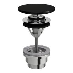 LAUFEN  Odpadový ventil so zátkou click-clack, vrátane keramické krytky SaphirKeramik, 80x80 mm, farba Čierna matná, H8981927160001