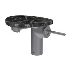 LAUFEN ADA Umývadlová stojánková páková batéria s výtokom 110 mm, bez výpusti, vrátane poličky s otvorom, PVD nerez/mramor čierny 506, HF506702506000