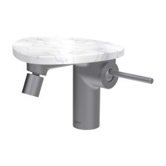 LAUFEN ADA Bidetová stojánková páková batéria s click-clack výpusťou, vrátane poličky bez otvoru, PVD nerez/mramor biely 505, HF506710505060