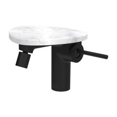 LAUFEN ADA Bidetová stojánková páková batéria s click-clack výpusťou, vrátane poličky bez otvoru, PVD čierna/mramor biely 515, HF506710515060