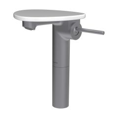 LAUFEN ADA Umývadlová stojánková páková batéria vysoká s výtokom 110 mm, bez výpusti, vrátane poličky bez otvoru, PVD nerez/biela lesklá 501, HF506714501060