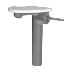 LAUFEN ADA Umývadlová stojánková páková batéria vysoká s výtokom 110 mm, bez výpusti, vrátane poličky s otvorom, PVD nerez/biela matná 502, HF506714502000