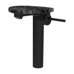 LAUFEN ADA Umývadlová stojánková páková batéria vysoká s výtokom 110 mm, bez výpusti, vrátane poličky bez otvoru, PVD čierna/mramor čierny 516, HF506714516060