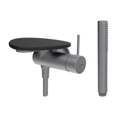 LAUFEN ADA Sprchová podomietková páková batéria pre 1-bodový Simibox, s ručnou sprchou a hadicou, vrátane poličky bez otvoru, PVD nerez/čierna matná 503, HF506755503060