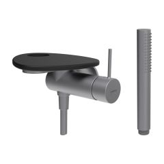 LAUFEN ADA Sprchová podomietková páková batéria pre 1-bodový Simibox, s ručnou sprchou a hadicou, vrátane poličky s otvorom, PVD nerez/kávová matná 504, HF506755504000