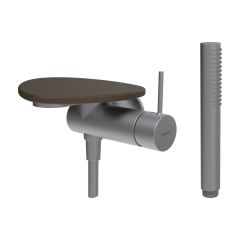 LAUFEN ADA Sprchová podomietková páková batéria pre 1-bodový Simibox, s ručnou sprchou a hadicou, vrátane poličky bez otvoru, PVD nerez/kávová matná 504, HF506755504060
