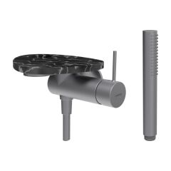 LAUFEN ADA Sprchová podomietková páková batéria pre 1-bodový Simibox, s ručnou sprchou a hadicou, vrátane poličky s otvorom, PVD nerez/mramor čierny 506, HF506755506000