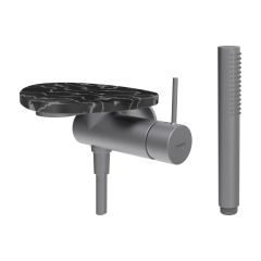 LAUFEN ADA Sprchová podomietková páková batéria pre 1-bodový Simibox, s ručnou sprchou a hadicou, vrátane poličky bez otvoru, PVD nerez/mramor čierny 506, HF506755506060