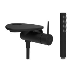 LAUFEN ADA Sprchová podomietková páková batéria pre 1-bodový Simibox, s ručnou sprchou a hadicou, vrátane poličky s otvorom, PVD čierna/čierna matná 513, HF506755513000