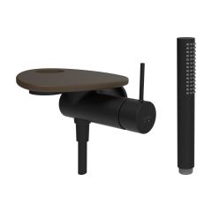 LAUFEN ADA Sprchová podomietková páková batéria pre 1-bodový Simibox, s ručnou sprchou a hadicou, vrátane poličky s otvorom, PVD čierna/kávová matná 514, HF506755514000