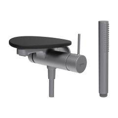 LAUFEN ADA Vaňová podomietková páková batéria pre 1-bodový Simibox, s ručnou sprchou a hadicou, vrátane poličky bez otvoru, PVD nerez/čierna matná 503, HF506765503060