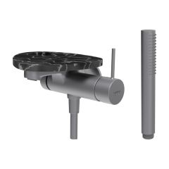 LAUFEN ADA Vaňová podomietková páková batéria pre 1-bodový Simibox, s ručnou sprchou a hadicou, vrátane poličky s otvorom, PVD nerez/mramor čierny 506, HF506765506000