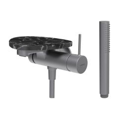 LAUFEN ADA Vaňová podomietková páková batéria pre 1-bodový Simibox, s ručnou sprchou a hadicou, vrátane poličky bez otvoru, PVD nerez/mramor čierny 506, HF506765506060