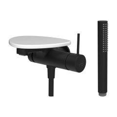 LAUFEN ADA Vaňová podomietková páková batéria pre 1-bodový Simibox, s ručnou sprchou a hadicou, vrátane poličky bez otvoru, PVD čierna/biela matná 512, HF506765512060