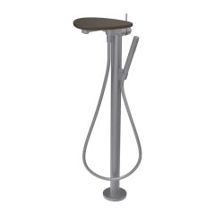 LAUFEN ADA Vaňová páková batéria, vrátane ručnej sprchy a hadice, montáž na podlahu, vrátane poličky bez otvoru, PVD nerez/kávová matná 504, HF506781504060