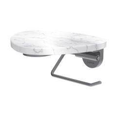 LAUFEN ADA Držiak WC papiera vrátane poličky bez otvoru, PVD nerez/mramor biely 505, HF506791505060