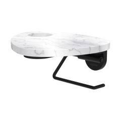 LAUFEN ADA Držiak WC papiera vrátane poličky s otvorom, PVD čierna/mramor biely 515, HF506791515000