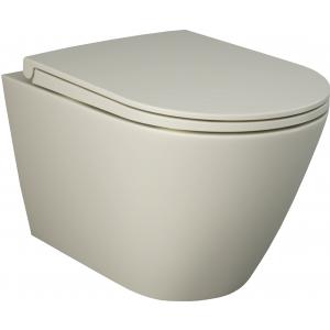 PACK, RAK FEELING RIMLESS WC závesné matná greige 52x36 cm,  + WC sedadlo Slow-closing, PA0032.505