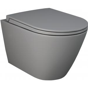 PACK, RAK FEELINF RIMLESS WC závesné matná grey 52x36 cm,  + WC sedadlo Slow-closing, PA0032.503