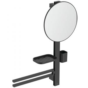 ALU+ Beauty Bar M, tyč s príslušenstvom 70 cm a zrkadlom 32 cm, Hodvábne čierná, BD588XG