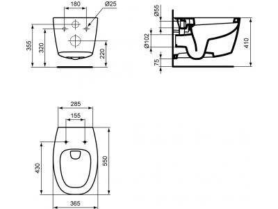 PACK DEA WC závesné 36,5x55 cm, T3290 + DEA WC sedadlo Slow-closing, T6767
