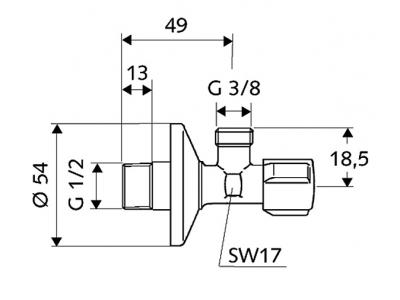 Schell rohový ventil, 1/2"x3/8", 05 212 0699