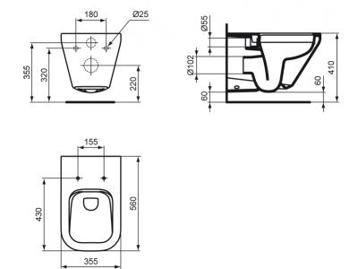 Tonic II rimless II WC závesné 36x56,5 cm, K316301