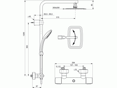 IDEALRAIN CUBE Sprchový systém LUXE s termostatickou batériou, A6188AA