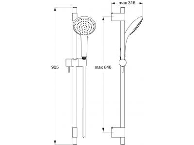 IDEALRAIN Sprchová kombinácia tyč 90 cm L1 s 1-funkční ruční sprchou Ø120 mm, B9839AA
