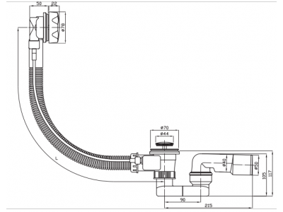 Vaňový zápachový uzáver s mechanickým ovládaním (sifón), H2948160040001